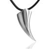 DonDon Collana da Uomo in Cuoio Pelle 50 cm con Pendente in Acciaio Inossidabile Argento Dente Lupo