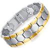 JFUME Braccialetti magnetici da uomo, placcati in oro 18 carati, rivestito in PVD nero e blu, con attrezzi per la rimozione delle maglie regolabili da 8,5 pollici, 21.5cm, Acciaio inossidabile