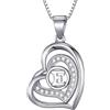Morella Collana Donna a Forma di Cuore Lettera E con zirconi Bianchi 46 cm Argento 925 rodiato