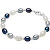 Valero Pearls Bracciale da Donna in Argento Sterling 925 con rodio con Perle coltivate d'acqua dolce bianco grigio chiaro pervinca 00474521