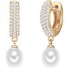 Valero Pearls Creoles da Donna in Argento Sterling 925 con Zirconia Perla di coltura di acqua dolce