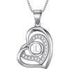 Morella Collana Donna a Forma di Cuore Lettera D con zirconi Bianchi 46 cm Argento 925 rodiato