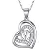 Morella Collana Donna a Forma di Cuore Lettera V con zirconi Bianchi 46 cm Argento 925 rodiato