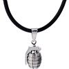 DonDon Collana da Uomo in Cuoio Pelle 50 cm con Pendente in Acciaio Inossidabile Bomba a Mano