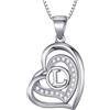 Morella Collana Donna a Forma di Cuore Lettera L con zirconi Bianchi 46 cm Argento 925 rodiato