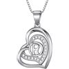 Morella Collana Donna a Forma di Cuore Lettera R con zirconi Bianchi 46 cm Argento 925 rodiato