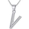 Morella Collana Donna con Ciondolo a Forma di Lettera V in Argento 925 rodiato, Lunghezza 45 cm