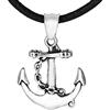 DonDon Collana da Uomo in Cuoio Pelle 50 cm con Pendente in Acciaio Inossidabile Ancora Barca
