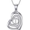 Morella Collana Donna a Forma di Cuore Lettera I con zirconi Bianchi 46 cm Argento 925 rodiato
