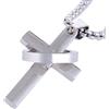 DonDon Collana Uomo in Acciaio Inox con Ciondolo a Forma di Croce in Acciaio Inox Argento in Sacchetto di Velluto