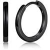 Silvora Orecchini Uomo Cerchio Argento 925, 12mm Orecchini Donna Nero