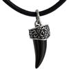DonDon Collana da Uomo in Cuoio Pelle 50 cm con Pendente in Acciaio Inossidabile Dente Nero