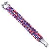 DonDon Uomo Bracciale Paracord di Sopravvivenza Bracciale Intrecciato Outdoor Acciaio Inossidabile Blu-Rosso-Bianco