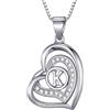 Morella Collana Donna a Forma di Cuore Lettera K con zirconi Bianchi 46 cm Argento 925 rodiato