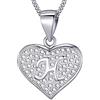 MASADA Collana in Argento 925 - Ciondolo Lettera H a forma di cuore Iniziale con Pietre Zircone - Iniziali Nome per Donna Ragazza - Catena 46 cm Confezione Borsa in Velluto