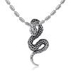 DonDon - Collana in acciaio inossidabile, da uomo, lunghezza 55 cm, con ciondolo a forma di serpente in acciaio inossidabile con zirconi bianchi, in sacchetto di velluto