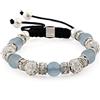 Morella Bracciale Donna con Perle e zirconi Strass Regolabile aregento - Grigio