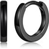 Silvora Orecchini Uomo Cerchio Argento 925, 8mm Orecchini Nero Piccoli