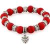 Morella Bracciale Donna con Perle e Ciondolo Gufo e zirconi Elastico Rosso