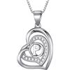 Morella Collana Donna a Forma di Cuore Lettera P con zirconi Bianchi 46 cm Argento 925 rodiato