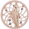 Morella Donna Coins Moneta Ciondolo Rotondo acchiappasogni con Piume Oro Rosa 33 mm