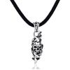 DonDon Collana da Uomo in Cuoio Pelle 50 cm con Pendente in Acciaio Inossidabile Style Cranio
