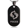 DonDon Collana Unisex con Ciondolo Segno zodiale in Acciaio Inox 52 cm Nero-Argento e Sacchetto di Velluto - Pesci
