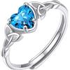 ChicSilver Anello Donna Argento 925 Regolabile Cuore Blu Zircone Decembre