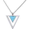 Morella collana da donna in acciaio inox argento con ciondolo Doppio triangolo turchese in sacchetto di velluto