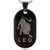 DonDon Collana Unisex con Ciondolo Segno zodiale in Acciaio Inox 52 cm Nero-Argento e Sacchetto di Velluto - Leone