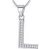 Morella Collana Donna con Ciondolo a Forma di Lettera L in Argento 925 rodiato, Lunghezza 45 cm