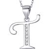 MASADA Collana in Argento 925 - Ciondolo Lettera T Iniziale con Pietre Zircone - Iniziali Nome per Donna e Ragazza - Catena 46 cm Confezione Borsa in Velluto