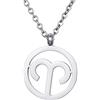 Morella collana da donna in acciaio inox argento con ciondolo segno zodiacale Ariete in sacchetto di velluto