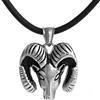 DonDon Collana da uomo in pelle, 50 cm, con ciondolo in acciaio INOX motivo segno zodiacale ariete, consegnato in sacchetto di velluto nero