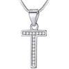 Morella Collana Donna con Ciondolo a Forma di Lettera T in Argento 925 rodiato, Lunghezza 45 cm