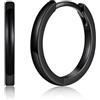Silvora Orecchini Uomo Cerchio Argento 925, 14mm Orecchini Donna Nero
