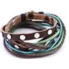 DonDon - Bracciale da donna in pelle con borchie, effetto surf, colore: Marrone
