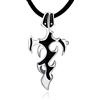 DonDon, Collana in caucciù con ciondolo a croce in acciaio inox, 50 cm, sacchetto di velluto nero incluso