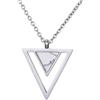 Morella collana da donna in acciaio inox argento con ciondolo Doppio triangolo bianco in sacchetto di velluto