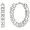 GD GOOD.designs Orecchini a cerchio da donna in acciaio inossidabile | Con sfere argento (15 mm) | Mini orecchini a cerchio in argento | Impermeabili e ipoallergenici