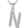 Morella Collana Donna con Ciondolo a Forma di Lettera N in Argento 925 rodiato, Lunghezza 45 cm