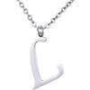 Morella collana da donna in acciaio inox argento con ciondolo lettera L