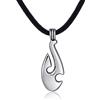 DonDon Collana da Uomo in Cuoio Pelle 50 cm con Pendente in Acciaio Inossidabile Surfer Tribe-Bone