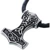 DonDon - Collana in pelle da uomo, 50 cm, con ciondolo a forma di martello di Thor, con sacchetto in velluto