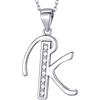 MASADA Collana in Argento 925 - Ciondolo Lettera K Iniziale con Pietre Zircone - Iniziali Nome per Donna e Ragazza - Catena 46 cm Confezione Borsa in Velluto