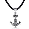 DonDon Collana da Uomo in Cuoio Pelle 50 cm con Pendente in Acciaio Inossidabile Ancora Marittimo