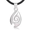 DonDon Collana da Uomo in Cuoio Pelle 50 cm con Pendente in Acciaio Inossidabile Maori Tribal Icona Pesce Amo