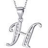 MASADA Collana in Argento 925 - Ciondolo Lettera H Iniziale con Pietre Zircone - Iniziali Nome per Donna e Ragazza - Catena 46 cm Confezione Borsa in Velluto