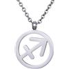 Morella collana da donna in acciaio inox argento con ciondolo segno zodiacale Sagittario in sacchetto di velluto
