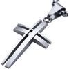 DonDon Collana uomo 52 cm con ciondolo a croce moderna argento in acciao inox e sacchetto di velluto nero